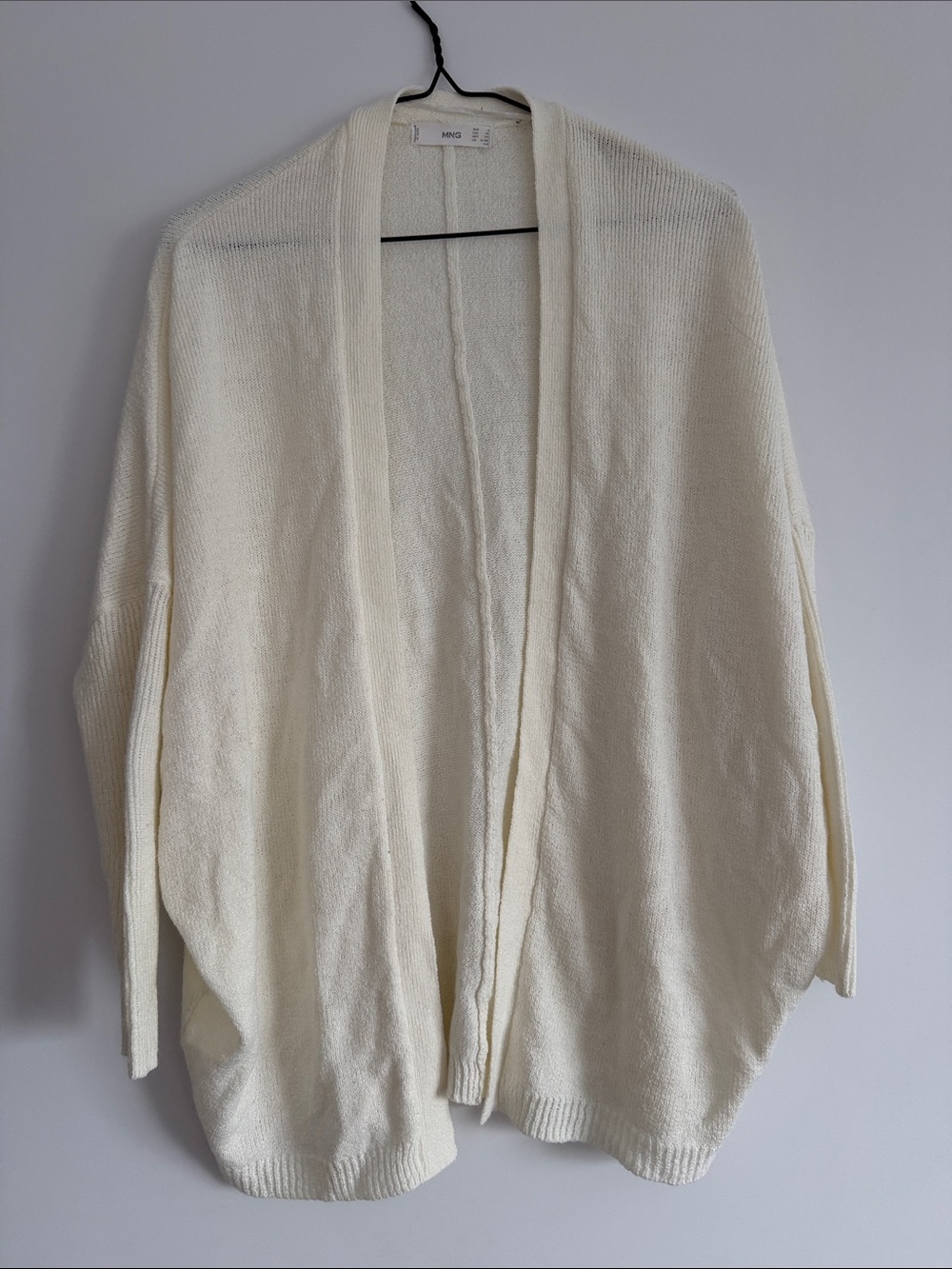 Mango Cream Open-Front Knit Cardigan